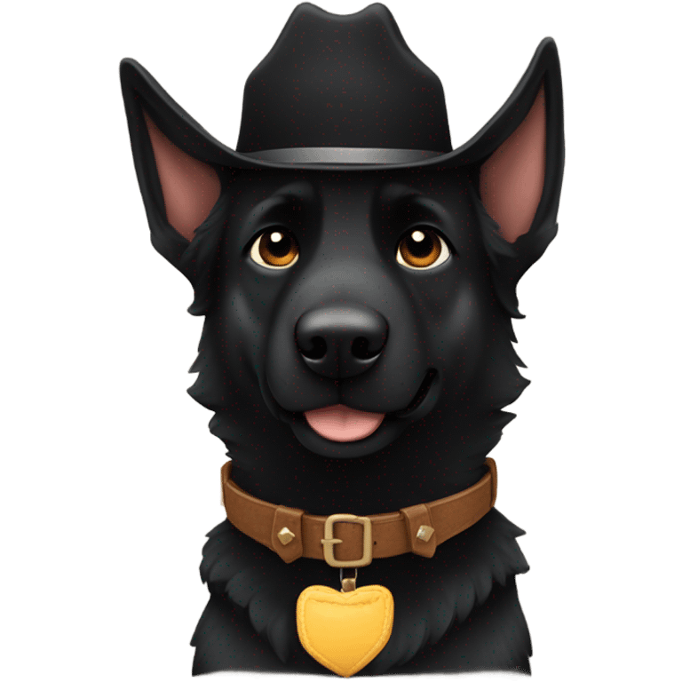 All black German shepherd cowboy  emoji