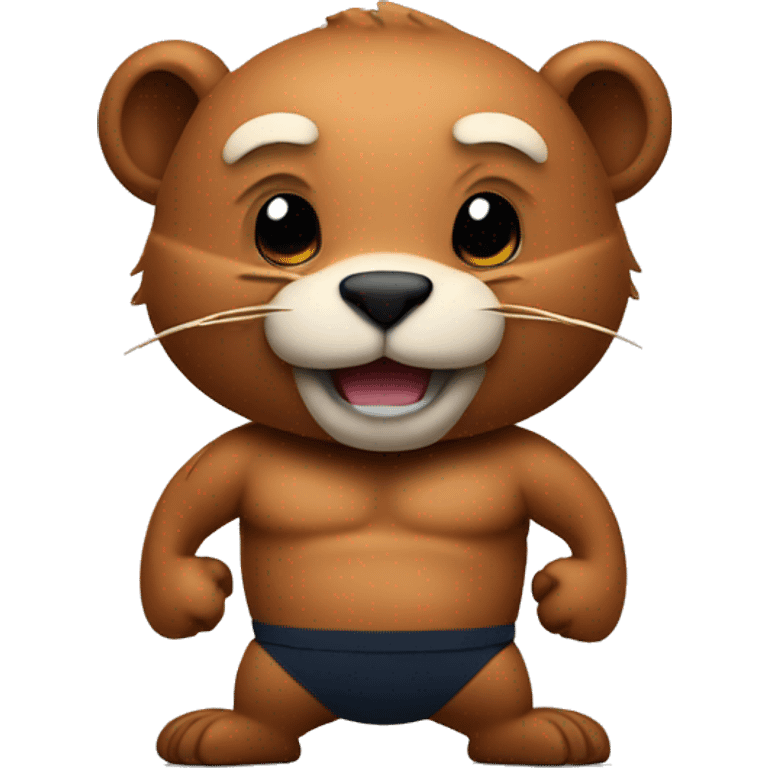 Sports beaver with muscles emoji