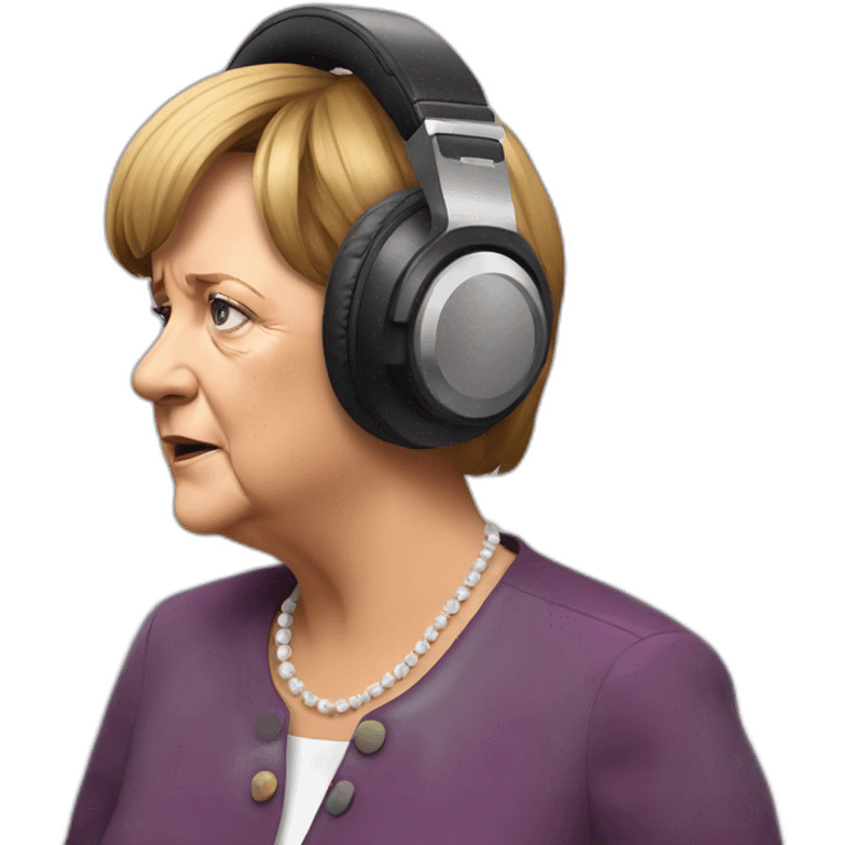 Angela Merkel listening to loud music on her headphones emoji