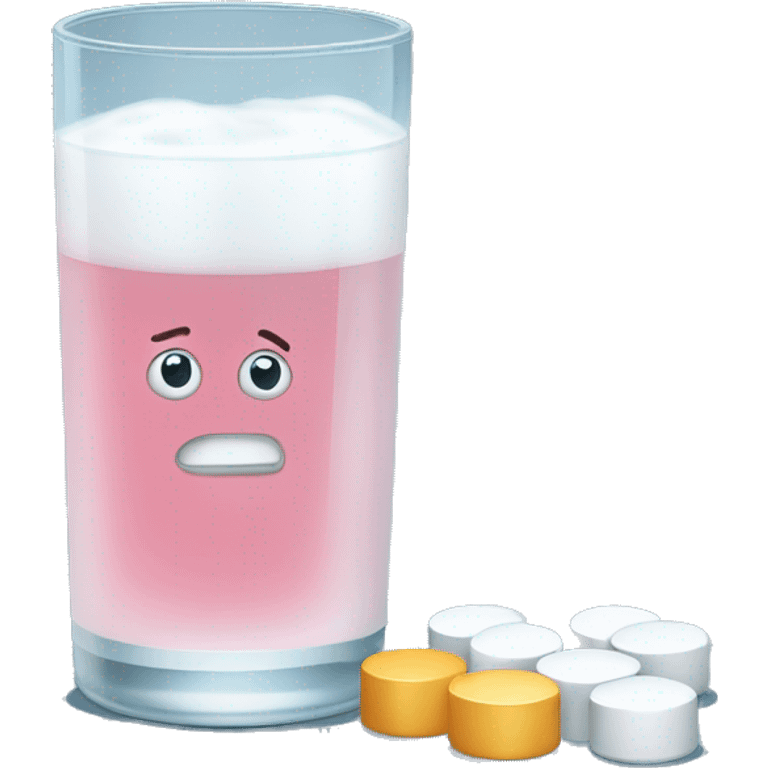 glass of alka seltzer with tablets on the side  emoji