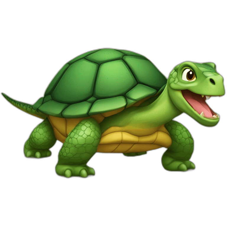 Ça sur une tortue qui est sur un dragon emoji