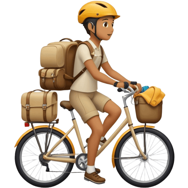 Cicloviaggiatore bici carica  emoji