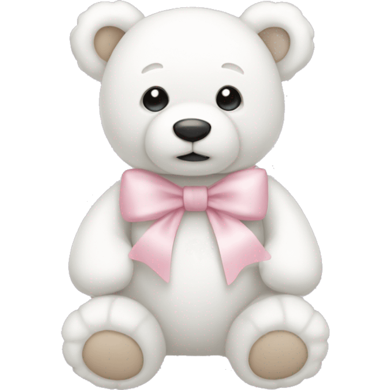 White teddy bear with light pink bow emoji