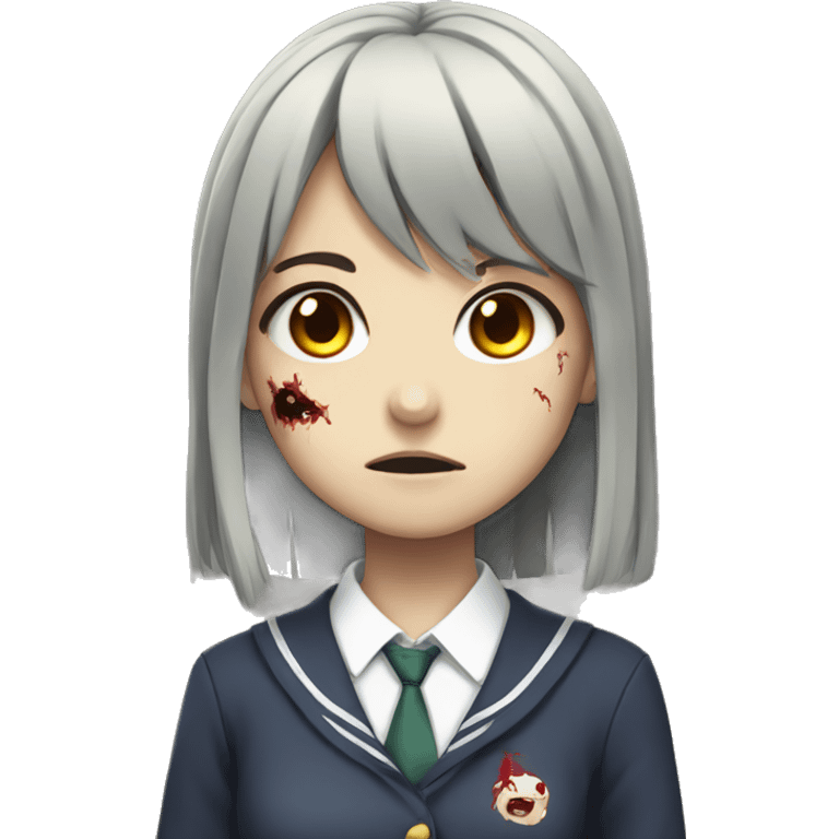 anime zombie girl in school uniform emoji