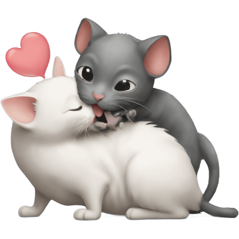 Cat kissing a rat emoji