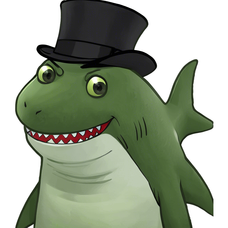 Shark with a top hat emoji