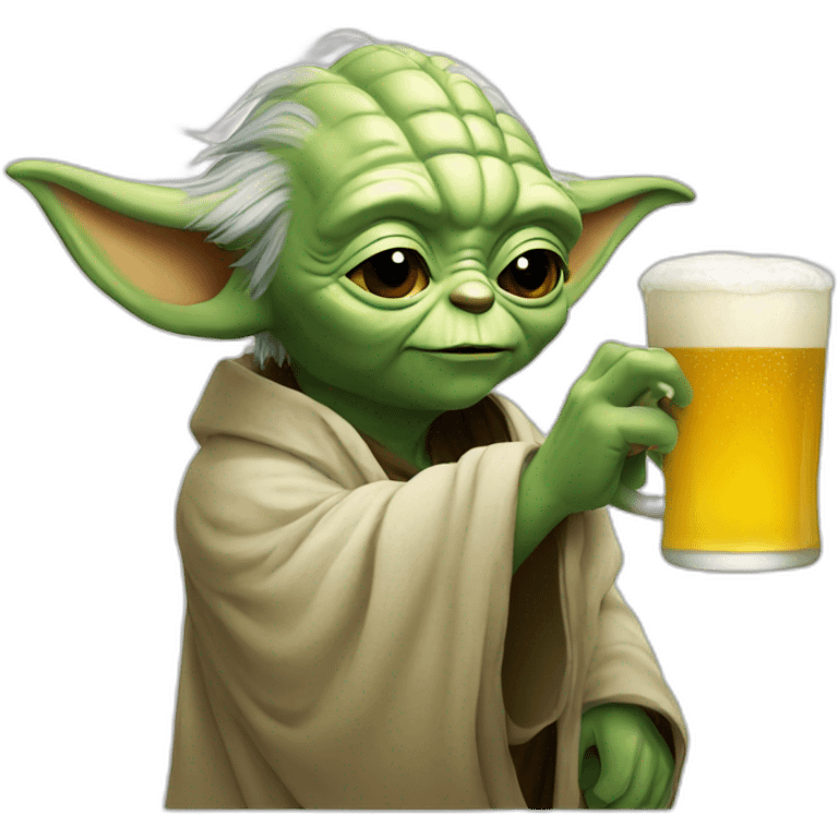 Yoda drinks beer emoji