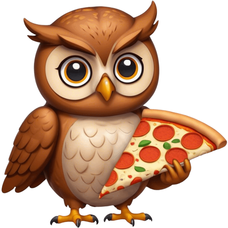 Owl with pizza emoji