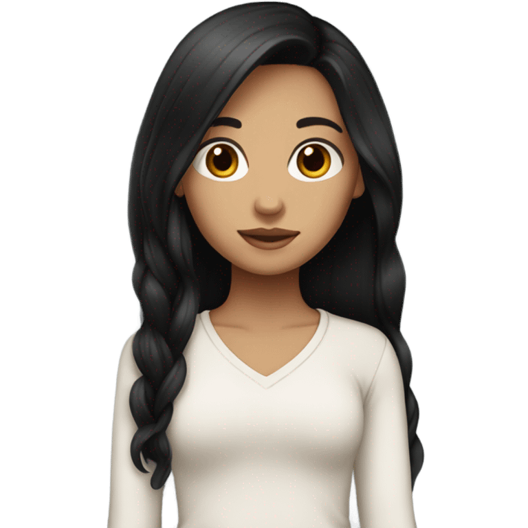 Beautiful girl with black hair and brown eyes and white skin emoji