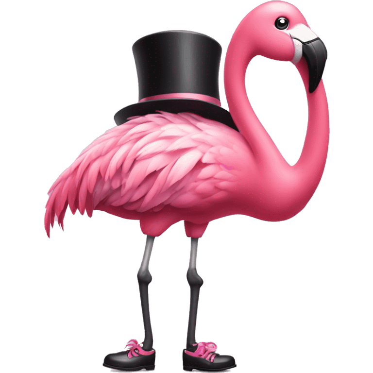 Pink flamingo wearing tap dancing shoes emoji