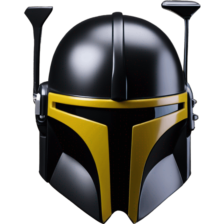 Gloss black and yellow mandalorian helmet with antenna emoji