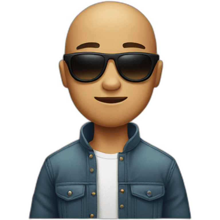 Teenager with bald, wearing sunglasses, handsome, have some muscular, beard emoji