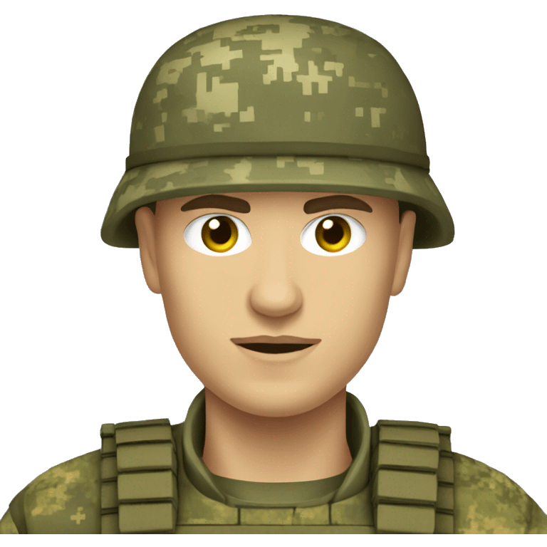 Ukrainian soldier, in camouflage pixel uniform emoji