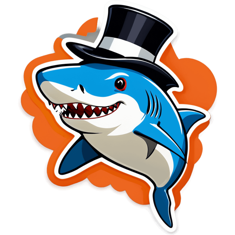 Shark with a top hat emoji