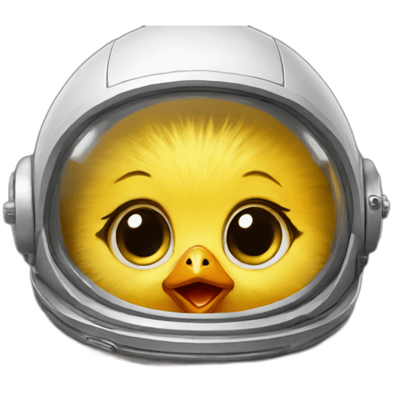 astronaut baby chick, anxious about a rocket ship flight emoji