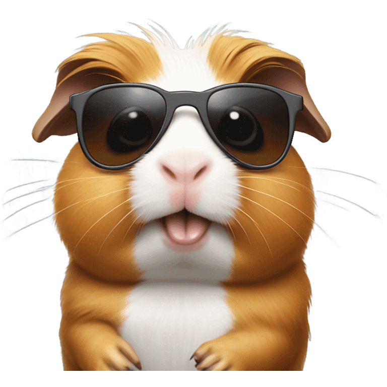 Guinea pig with sunglasses making a Shaka sing with hand emoji