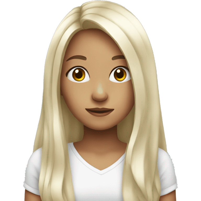 cute girl with long hair white emoji