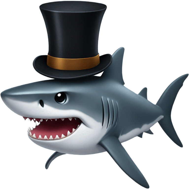 Shark with a top hat emoji