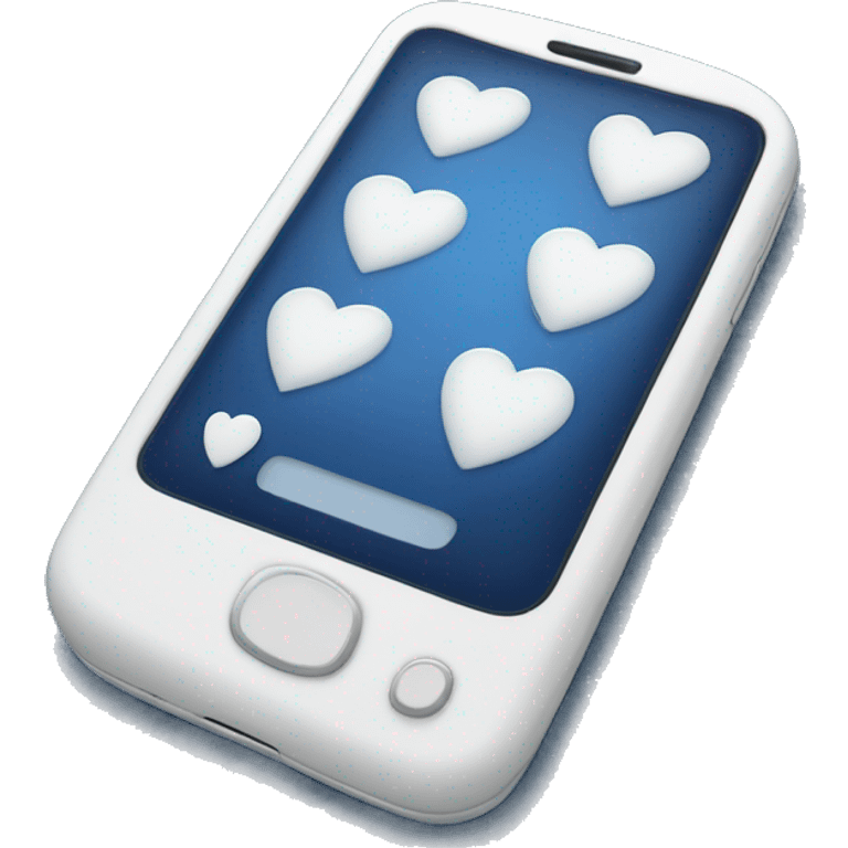 Cute navy blue cellphone with white heart buttons emoji