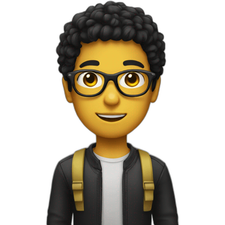 boy with yellow tinted glasses and combed black hair  emoji