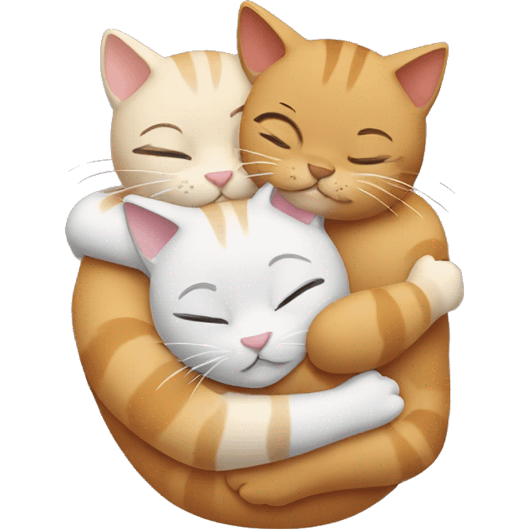 three cats hugging emoji