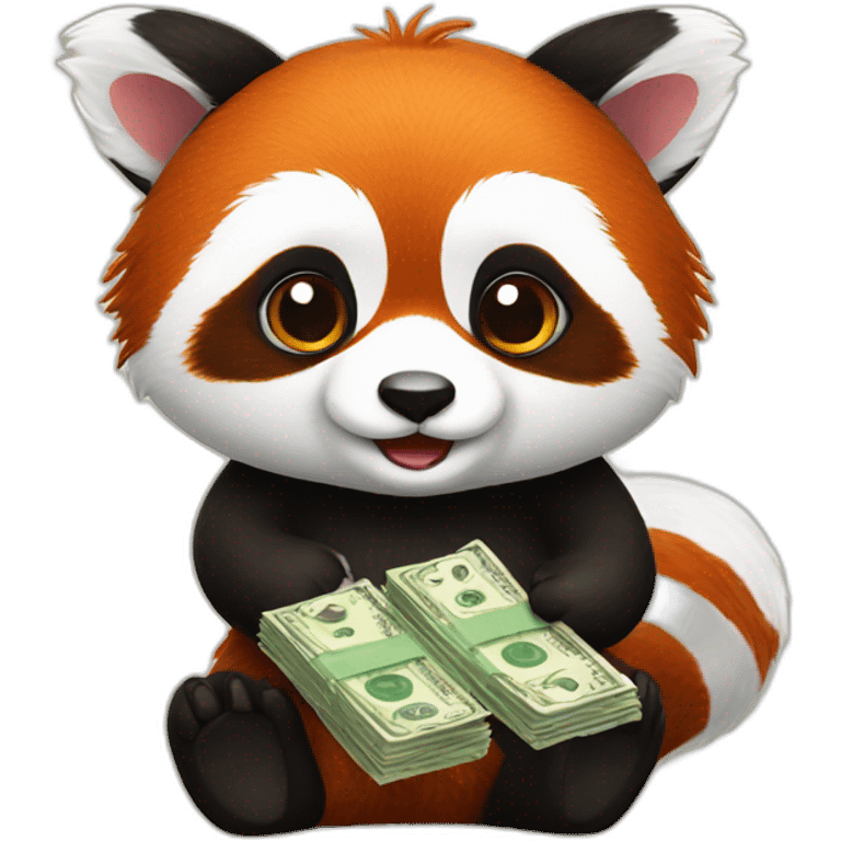 red panda holds the money emoji