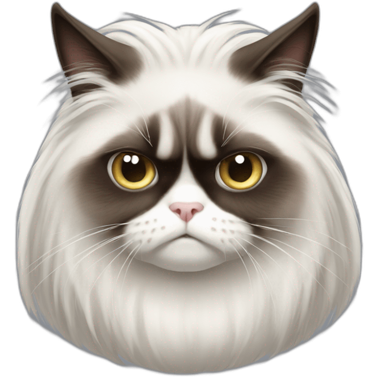 Long white hair grumpy cat emoji