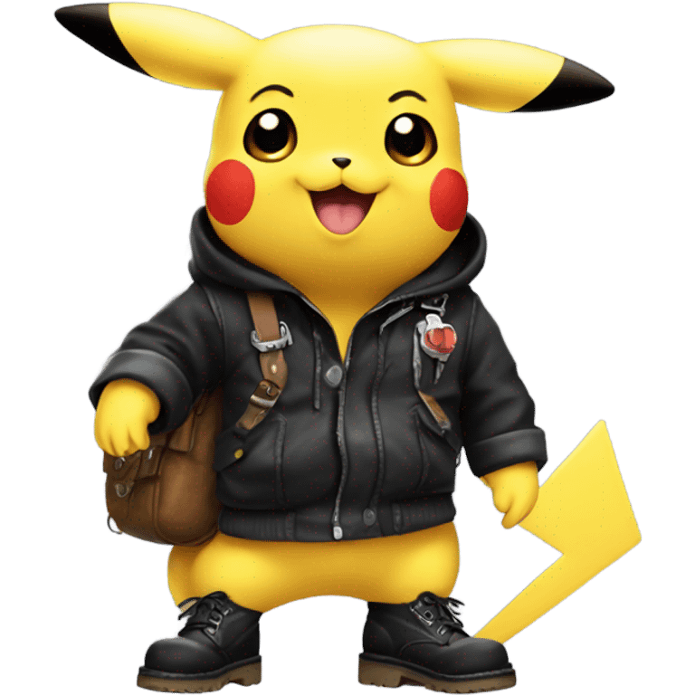 Pikachu wearing black Doc Marten boots emoji