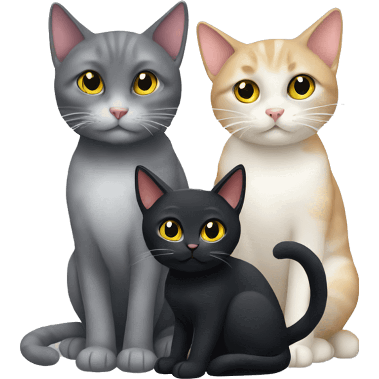 Grey cat and black cat sitting together emoji