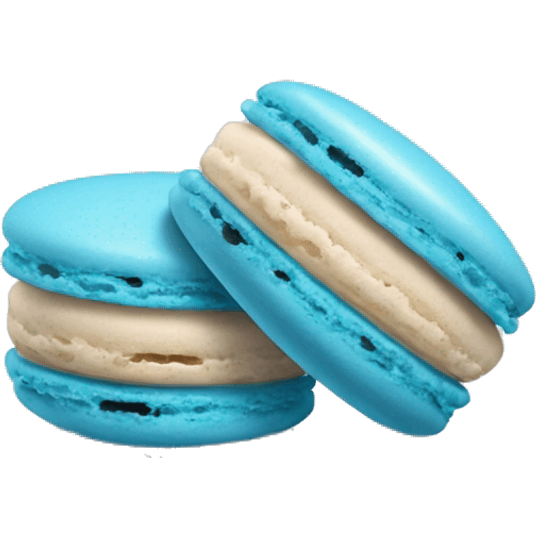 Blue Realistic isolated heart shaped macaron cookie laying down flat emoji