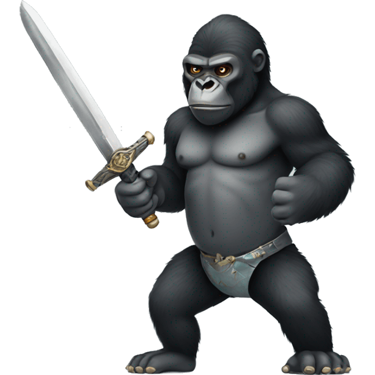 Gorilla holding a sword emoji