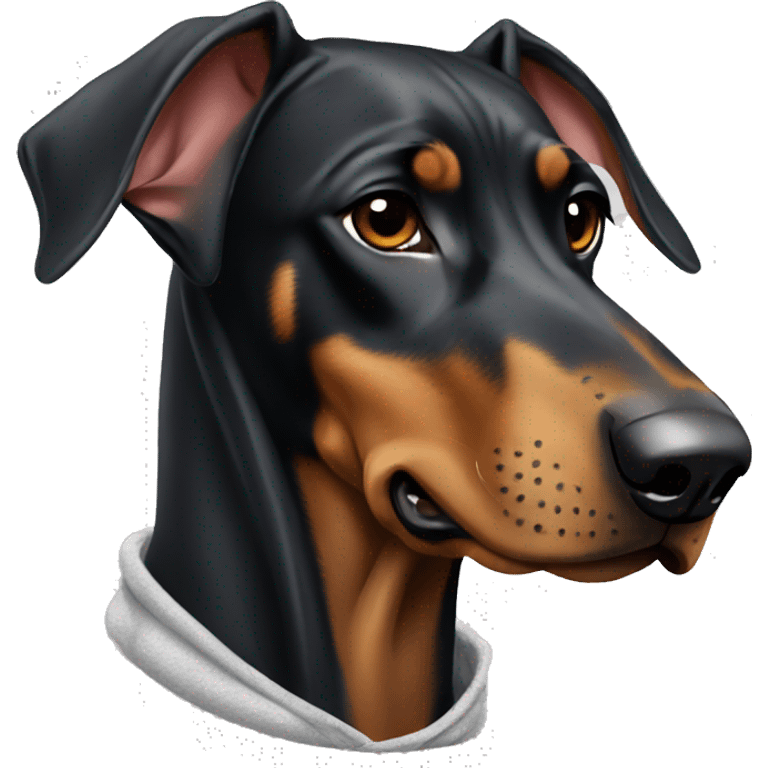 Doberman wearing hoodie emoji