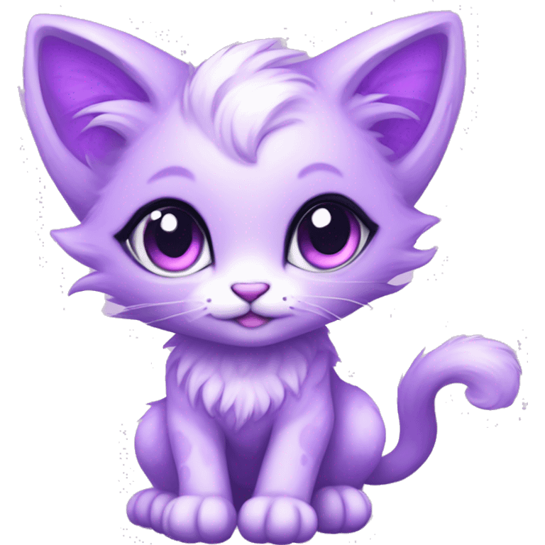 Kawaii bright lilac-colored fantasy ethereal anthro feline fursona animal creature emoji