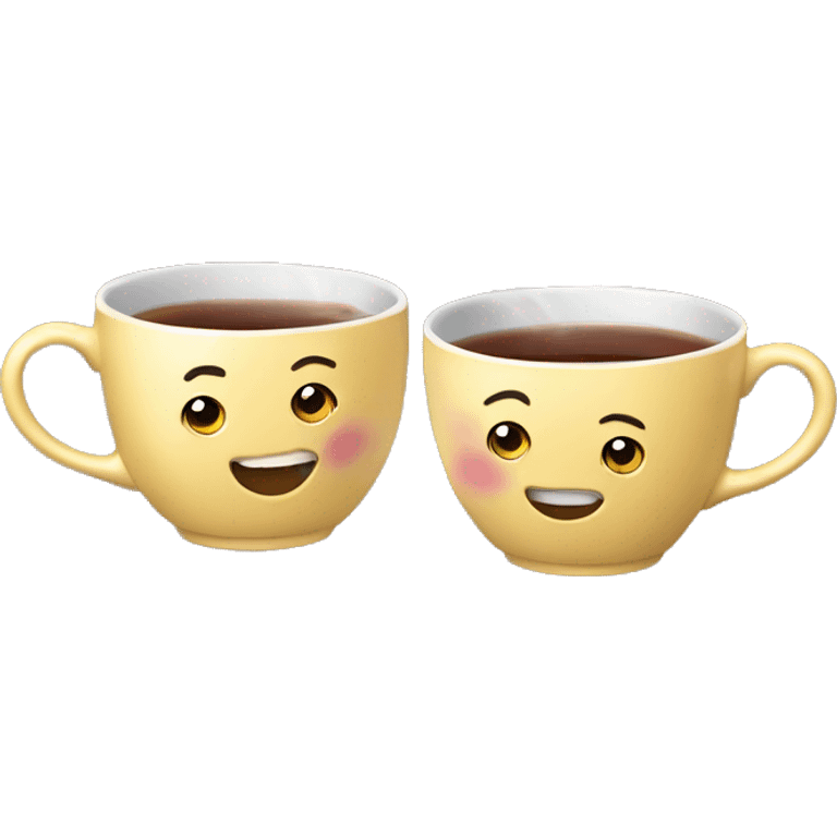 2 realistic tea cups clinking together emoji