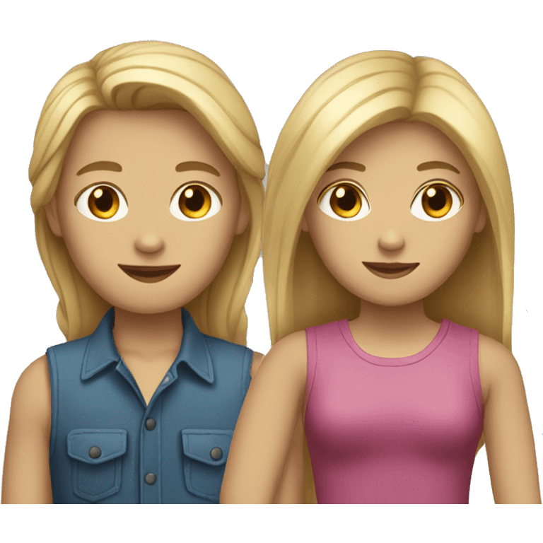 Girl with straight dark blonde hair with a boy that is blond. emoji