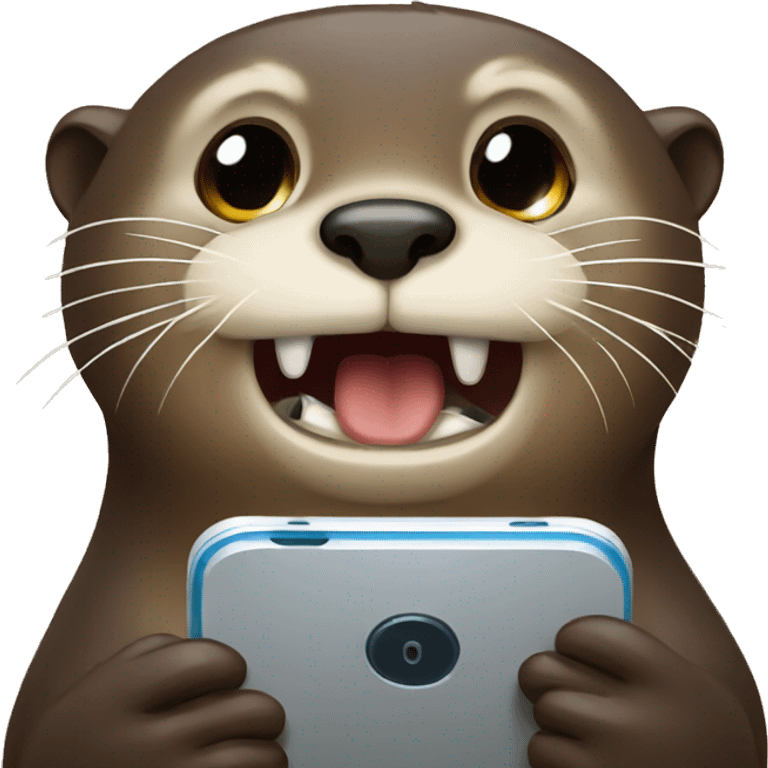 otter crying looking at a phone  emoji