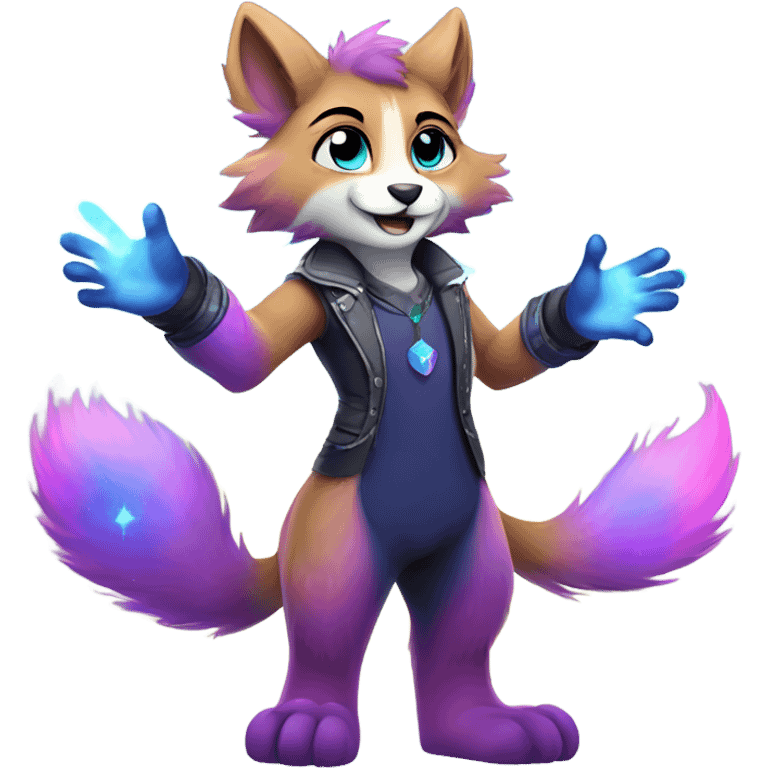 gradient-Sparkle-nebula-fursona anthropomorphic furry full body emoji