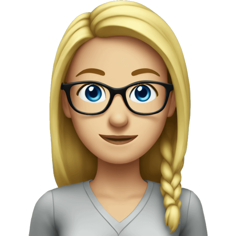 female teacher, blue eyes, in front of a blackboard, wearing glasses emoji