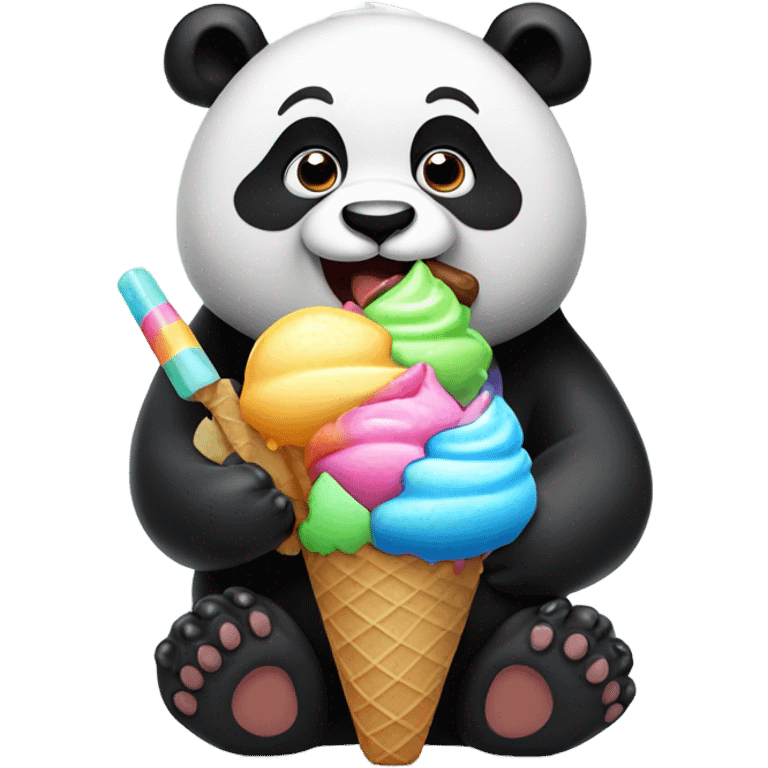 Panda eating ice cream emoji