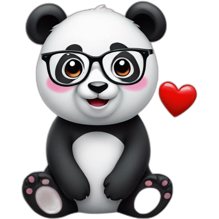 a panda bear with glasses with in love a heart emoji