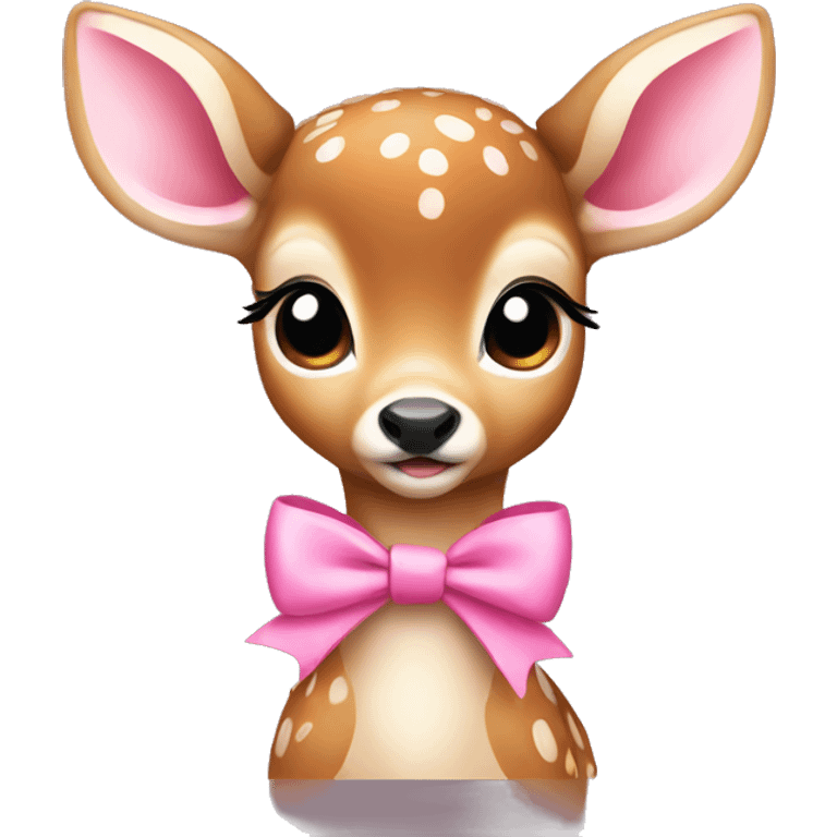 Baby deer with pink bow on neck emoji