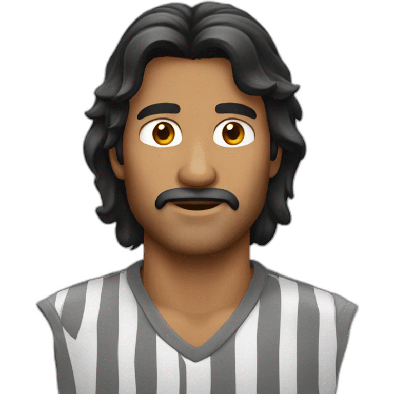 Hombre caucásico, cabello negro mullet emoji