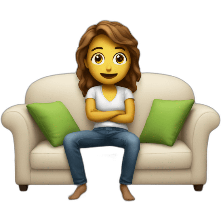 Want emoji in rida sitting on sofa emoji