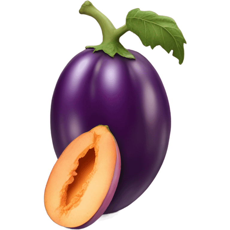 Eggplant in a peach emoji