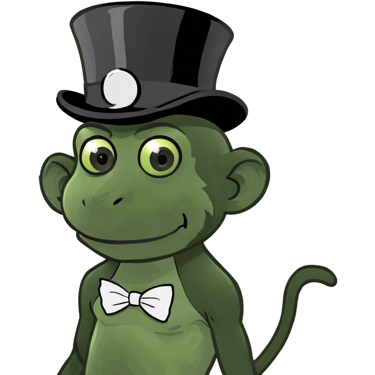 A black monkey with abs on the body and a top hat emoji