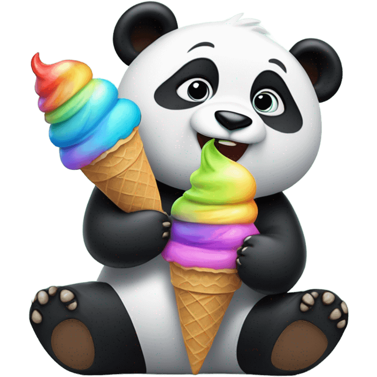 Panda eating ice cream emoji