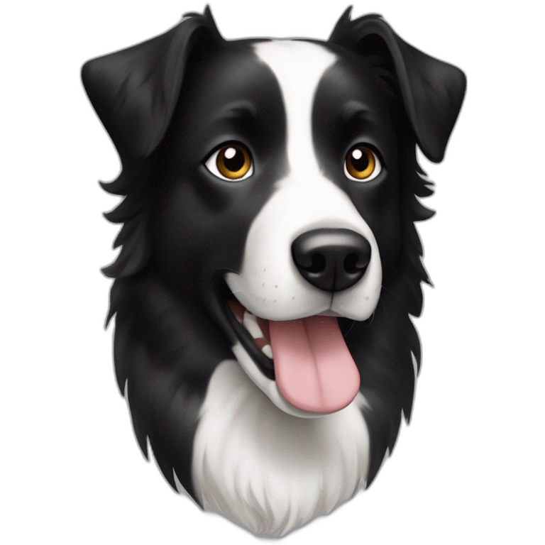 dog, short-hair, black-hair, white-chest, white-stripe-down-face, black-face, border-collie, mcnab emoji