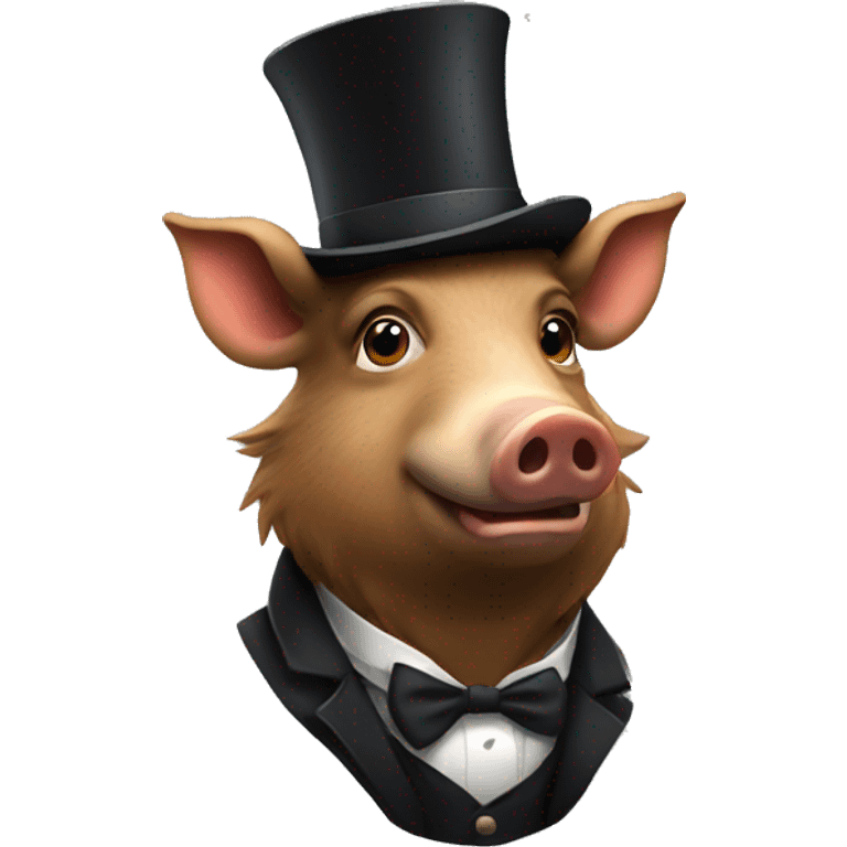 Boar wearing a top hat emoji