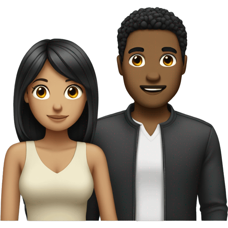 Couple with blonde girl and black hair man emoji