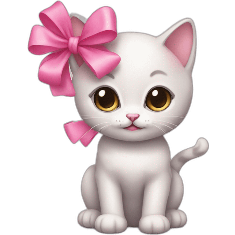 monthly kitten with a pink bow emoji